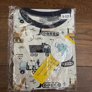 Snugglers Bamboo Pajamas 9-10T 2pc Set Construction Trucks Blue Navy NWT